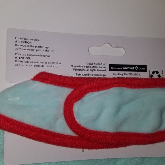 2 NEW My 1st Valentine's Day Blue Bibs Lot Baby Boy Lion? Holiday Gift - Picture 5 of 6